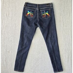 Rocawear 1999 Jeans Size 13 Stretch Embroidered Pockets Straight Slim Blue
